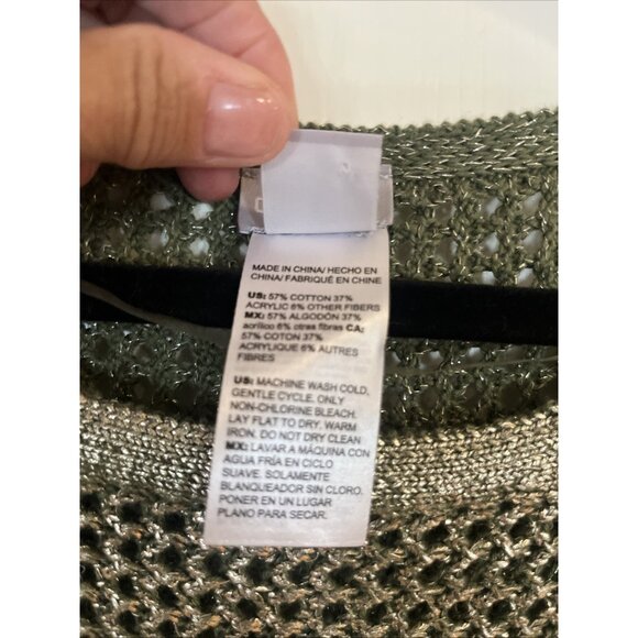 Chicos Womens Sz 3 US Sz XL Gold Metallic Open Knit Tunic 3/4 Sleeves Side Slits - Picture 3 of 6